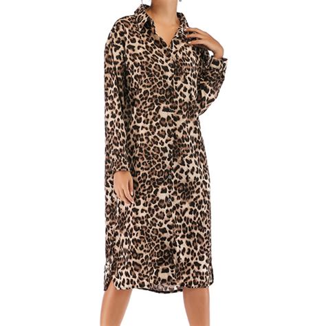 Hot Spring 2019 Women S Dress High Street Wear Autumn Clothes Fashion Leopard Print Dresses Sexy