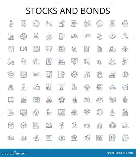 Stocks And Bonds Outline Icons Collection Stocks Bonds Investment