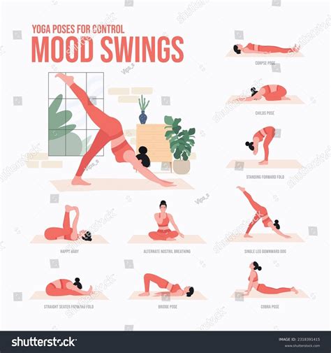 Yoga Poses To Control Mood Swings Young Woman Royalty Free Stock Vector 2318391415