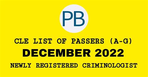 CLE LIST OF PASSERS A G NEWLY REGISTERED CRIMINOLOGIST PRC BOARD