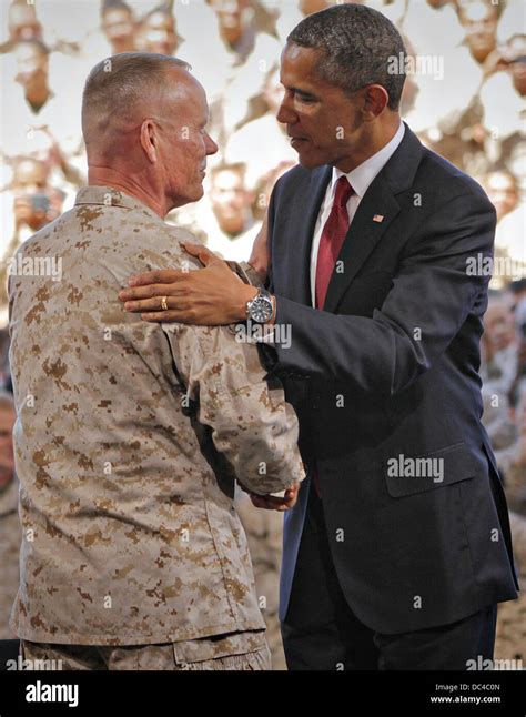 Us President Barack Obama Greets Marine Corps Maj Gen Lawrence D