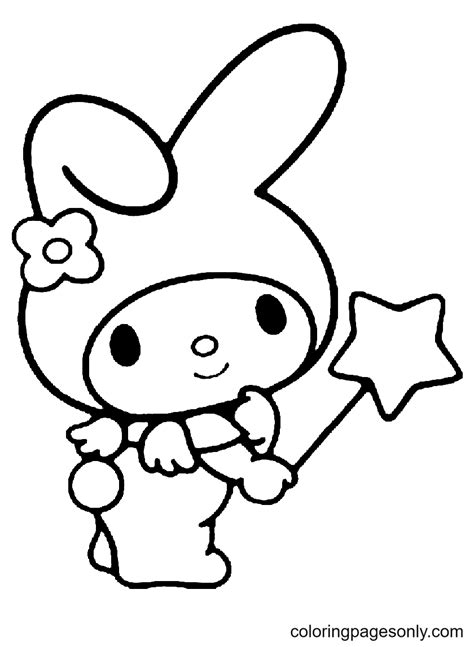 My Melody Sticker Coloring Page Free Printable Coloring Pages