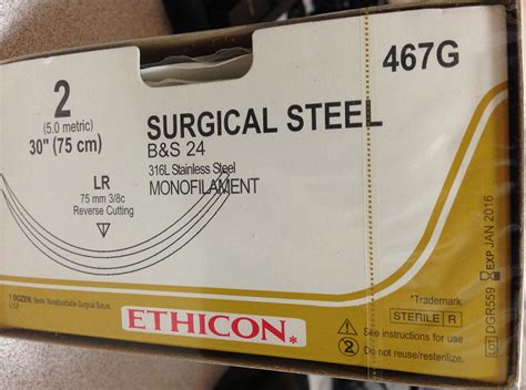 Ethicon 467g Surgical Stainless Steel Suture Non Absorbable