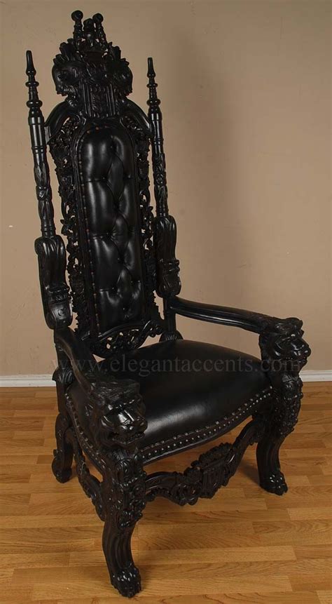 Check out our antique dining chair selection for the very best in unique or custom, handmade pieces from our dining chairs shops. 6' Gothic King Lion Throne Chair with distressed black ...