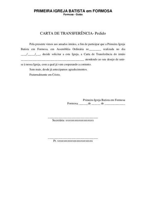 Modelo Carta De Transferência Exemplo De Carta Curso De Letras Como
