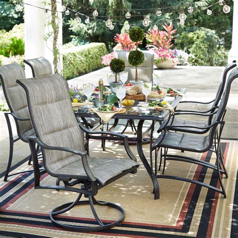 Duck covers essential 32 in w patio chair cover ech323736 the home depot. Hampton Bay Statesville 7-Piece Padded Sling Patio Dining ...