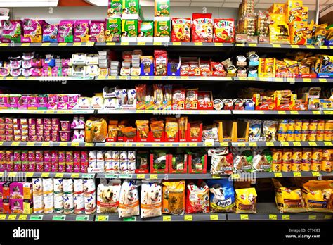 Self Service Supermarket Shelf Rack With Different Products Foods