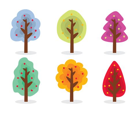 Colorful Cartoon Tree Vector Vector Art And Graphics