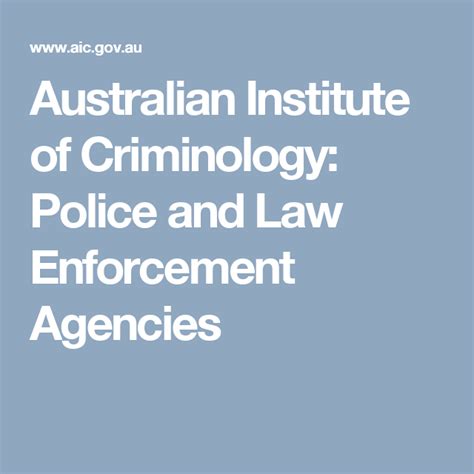 Australian Institute Of Criminology Police And Law Enforcement