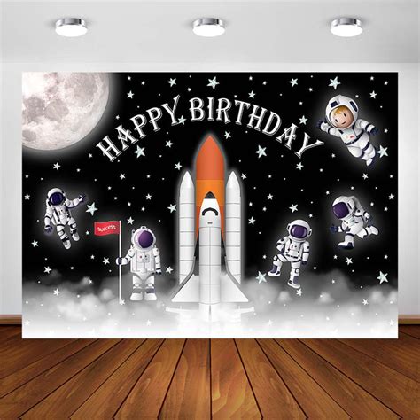 Outer Space Birthday Party Decoration Backdrop Starry Sky Moon Earth S