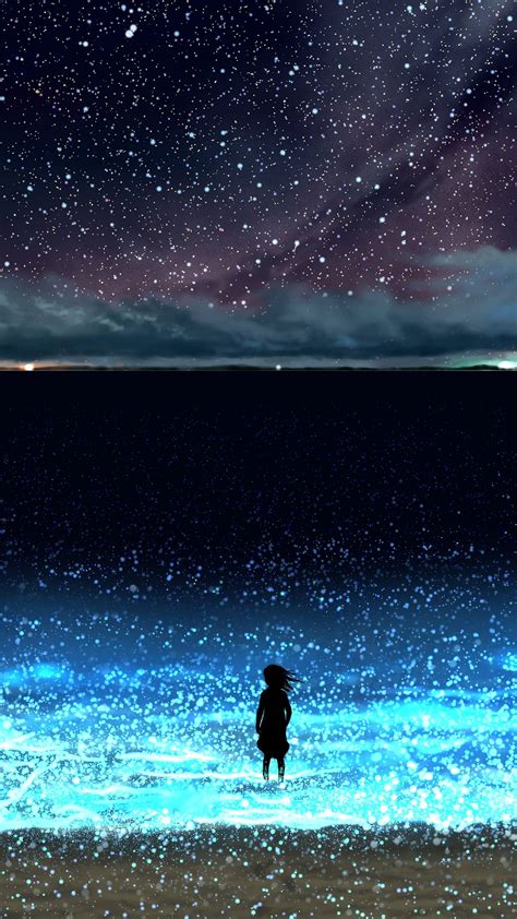 321036 Anime Night Sky Stars Beach Scenery 4k Wallpaper