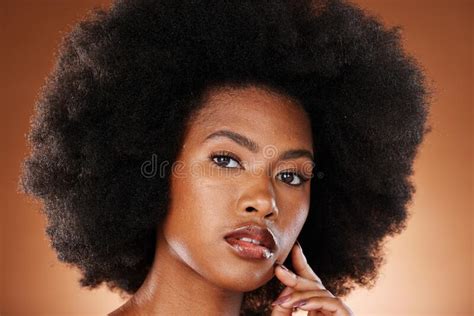 Black Woman Face And Skincare Beauty Or Hair Care Aesthetic For