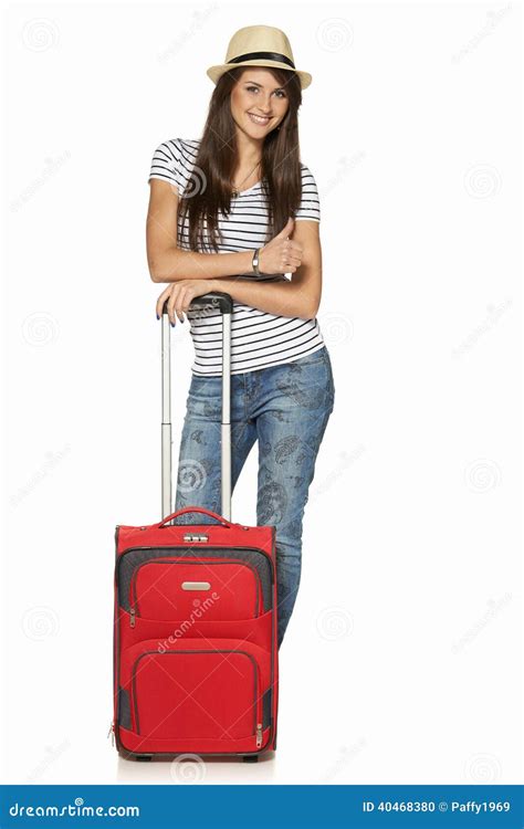 Woman Tourist With Suitcase Stock Photo Image Of Lifestyle Passenger
