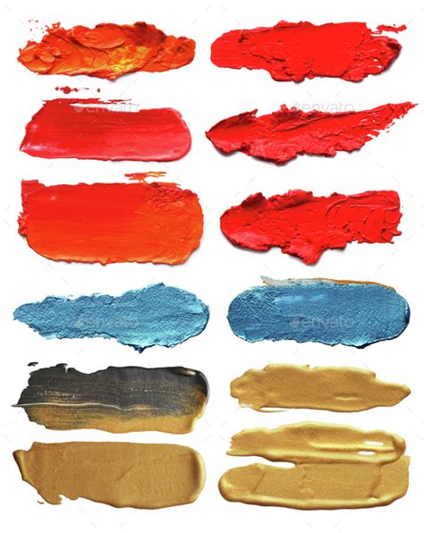 Collection Of Abstract Acrylic Brush Strokes Stock Photo By