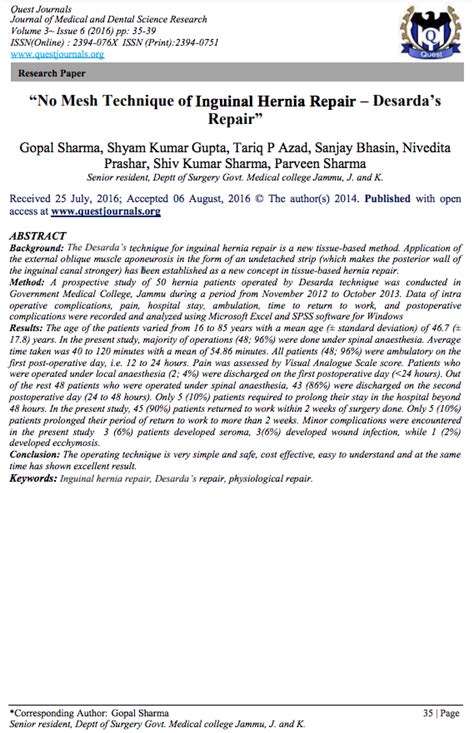 Scientific Explanation Of Dr Desardas Mesh Free Hernia Surgical