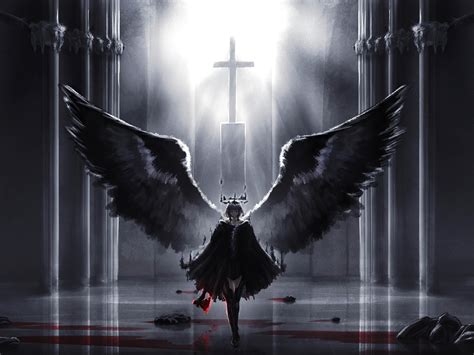 Dark Devil And Angel Wings