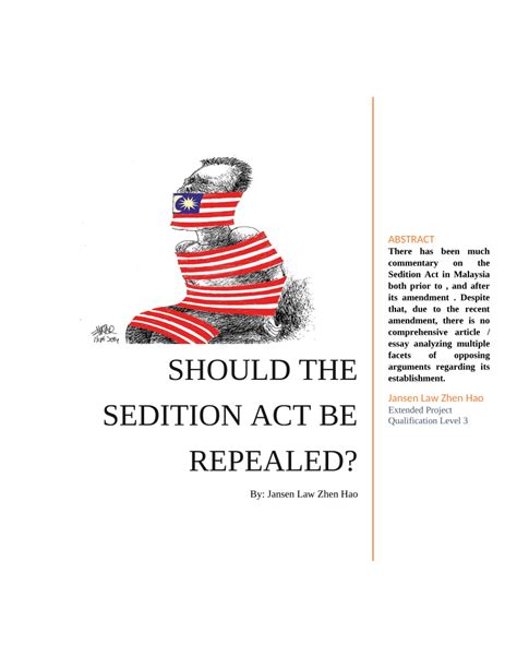 Pdf Should The Malaysian Sedition Act Be Repealed