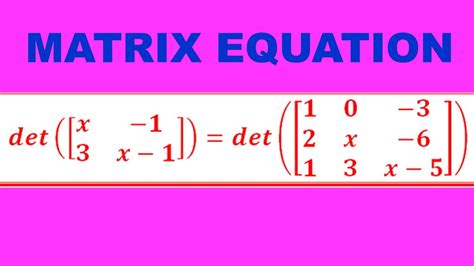 Matrix For Equation Youtube