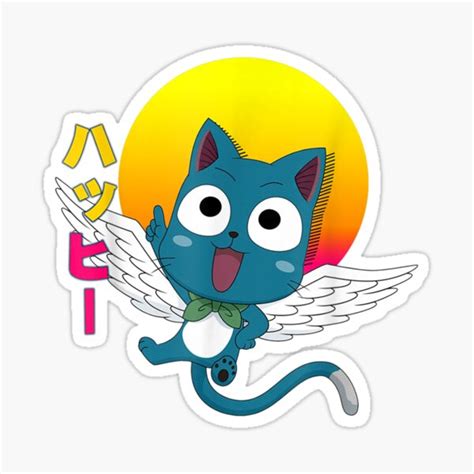 Happy Fairy Tail Anime Sticker For Sale By Lilymimac Redbubble