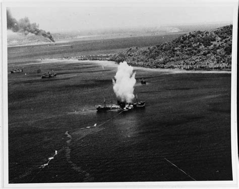 A Mark Xiii Aerial Torpedo Hits A Japanese Cargo Ship During The First