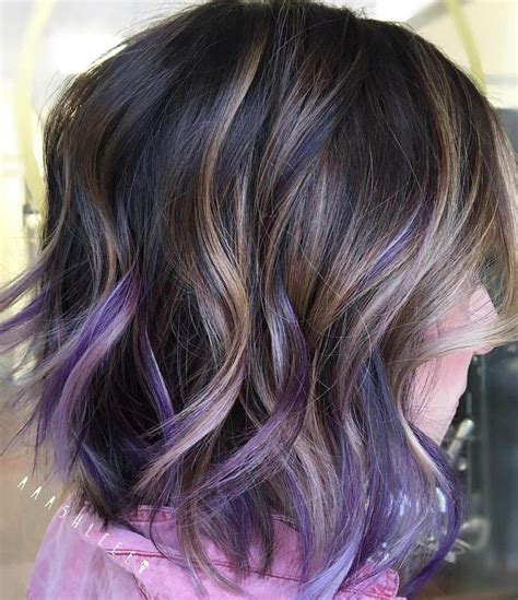 Short Purple Hair Highlights Darkshorthair Purple Hair Highlights