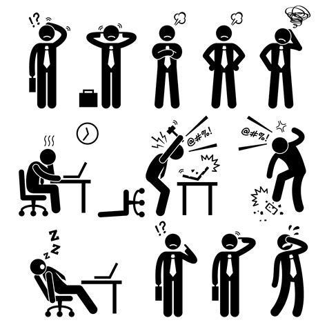 Businessman Business Stick Figure Tired Exhausted Stress Etsy