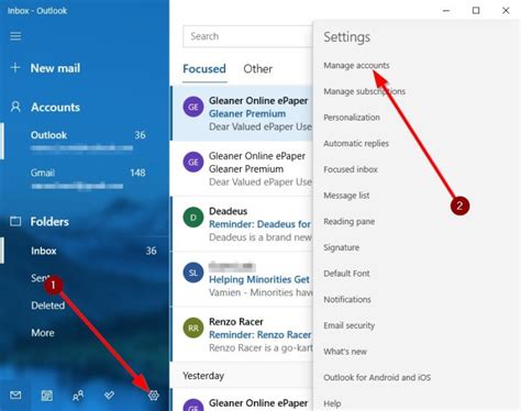 How To Change Order Of Email Accounts In Windows 10 Mail App