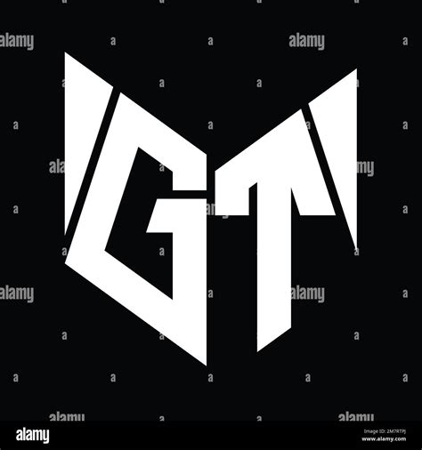Gt Logo Monogram With Hexagon Slice Shape Design Template Stock Photo