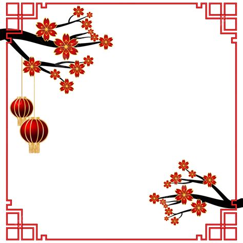 chinese new year frame border decoration with lantern chinese chinese new year borders png