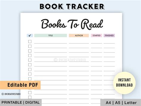 The Printable Book Tracker Is Shown With An Image Of Books To Read On It