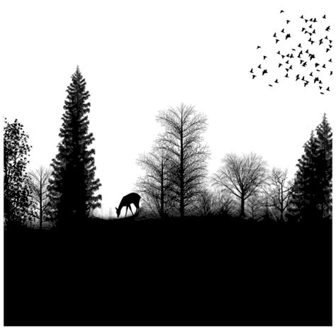 Deer Grazing In Forest Silhouette By Matahari22 Free Svg