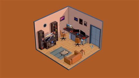 Isometric Room House Game Ready Low Poly Download Free 3d Model