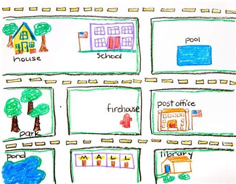Nifty Neighborhood On Map Crafts Kindergarten Drawing
