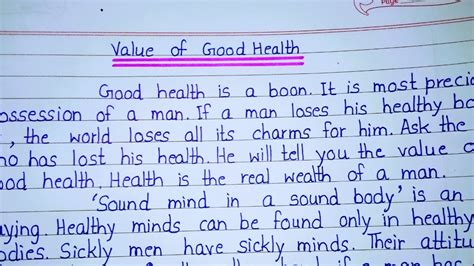 Essay On Value Of Good Health In English Paragraph On Value Of Good