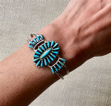 Delicate Zuni Turquoise Bracelet Cuff Vintage Native American