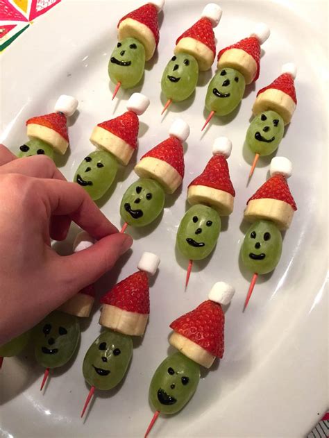 The site may earn a commission on some products. Grinch Fruit Kabobs Skewers - Healthy Christmas Appetizer ...