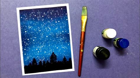 Easy Night Sky Painting With Poster Colours For Beginners Youtube