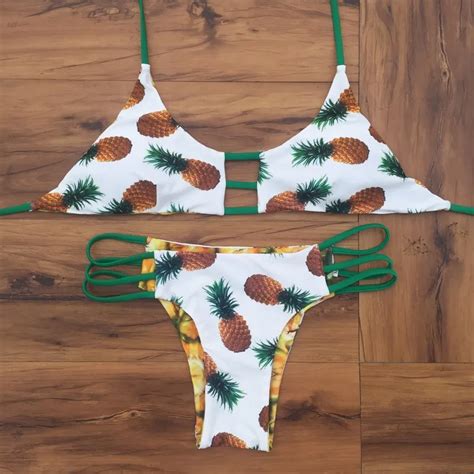 pineapple bikinis swimsuit women sexy swimwear push up bikini set biquini bandage bathing suits