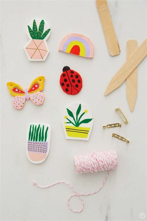 Diy Clay Pins Make Cute Handpainted Ts For Mothers Day Think