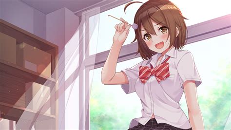 Download 2971x1679 Classroom Anime School Girl Short Brown Hair
