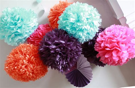 Make sure none of the flowers touch one another or hang over the side of the tissue paper. How To DIY Paper Pom Tutorial | Paper flowers diy, Tissue ...