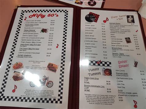 Menu At Peggy Sues 50s Style Diner Restaurant Mesquite