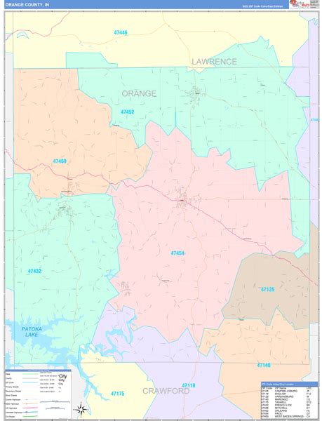 Orange County IN 5 Digit Zip Code Maps Color Cast