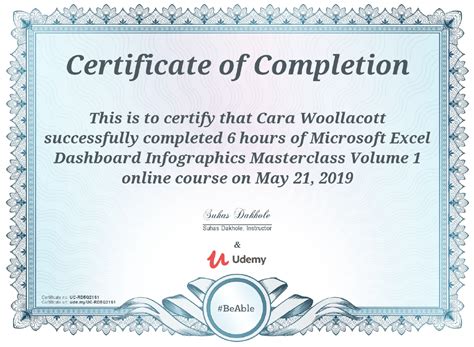Excel Infographics Masterclass Certificate