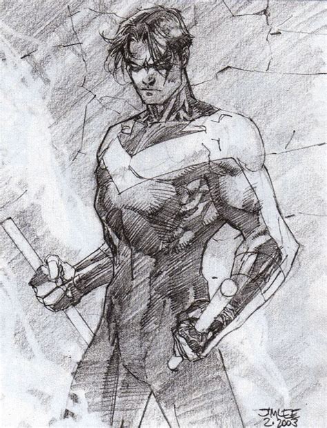 Nightwing Sketch By Jim Lee Comics Artwork Dc Comics Art Marvel Dc
