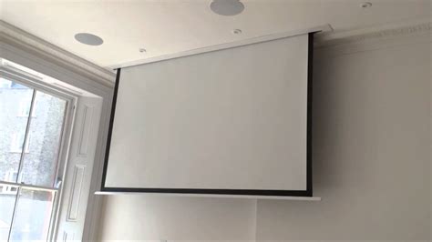 To build the frame for the screen, we used some scrap wood and an air nailer to build a rectangle to wrap the screen just make sure it will fit your projector and can swivel/adjust to your ceiling situation. Sapphire In-ceiling projector screen in up market London ...
