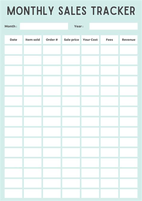 Sales Tracker Printable