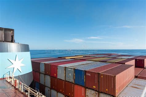 Containers Loaded On Deck Of Cargo Ship Editorial Image Image Of