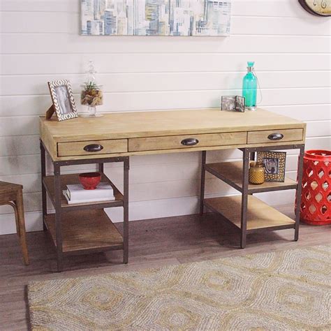 54 metal and wood desk with drawers. Wood and Metal Teagan Desk | At home store, Home desk, Desk