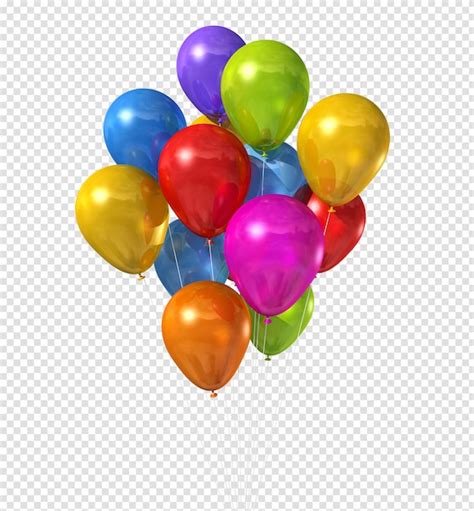 Multi Colored Balloons Group Isolated On White Premium Psd File